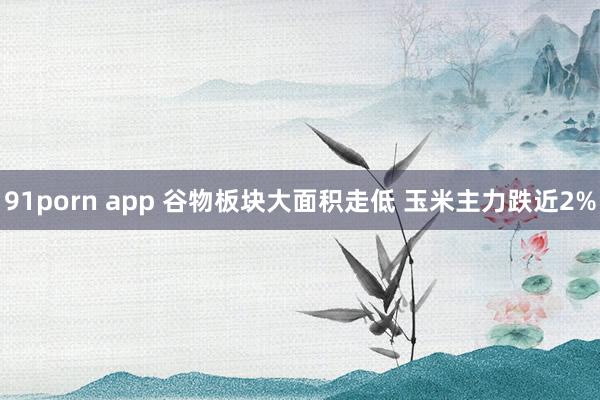 91porn app 谷物板块大面积走低 玉米主力跌近2%